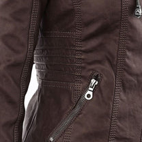 Women&#39;s Hooded PU Leather Jacket With Zipper