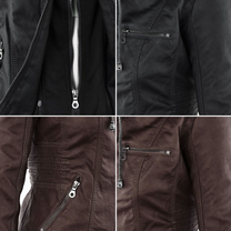 Women&#39;s Hooded PU Leather Jacket With Zipper