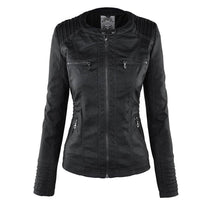 Women&#39;s Hooded PU Leather Jacket With Zipper