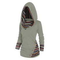 Women&#39;s Hooded Pullover With Tribal Pattern