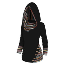 Women&#39;s Hooded Pullover With Tribal Pattern