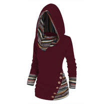 Women&#39;s Hooded Pullover With Tribal Pattern