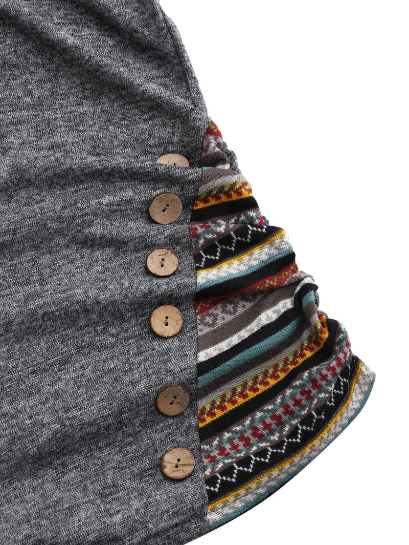 Women&#39;s Hooded Pullover With Tribal Pattern