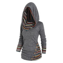 Women&#39;s Hooded Pullover With Tribal Pattern