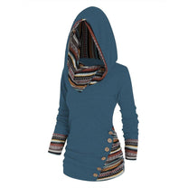 Women&#39;s Hooded Pullover With Tribal Pattern