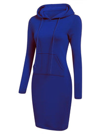 Women&#39;s Hooded Sweatshirt Dress With Pockets