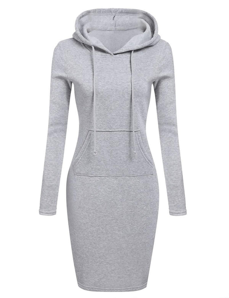 Women&#39;s Hooded Sweatshirt Dress With Pockets