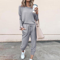 Women&#39;s Jogging Suit With Elastic Waistband And Pockets