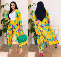 Women&#39;s Kimono Set With Trousers - Lightweight Floral Design