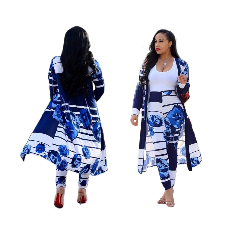 Women&#39;s Kimono Set With Trousers - Lightweight Floral Design