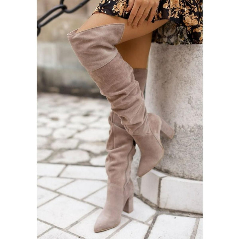 Women&#39;s Knee-High Heeled Boots Synthetic Leather 3-Inch Heel