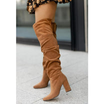 Women&#39;s Knee-High Heeled Boots Synthetic Leather 3-Inch Heel