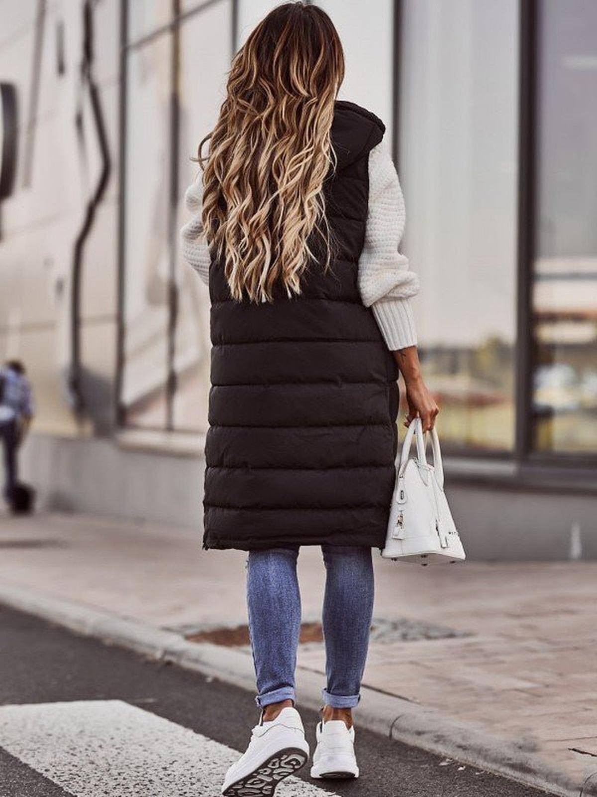 Women&#39;s Knee-Length Quilted Vest