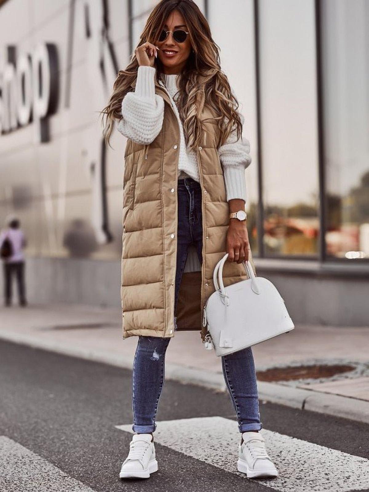 Women&#39;s Knee-Length Quilted Vest