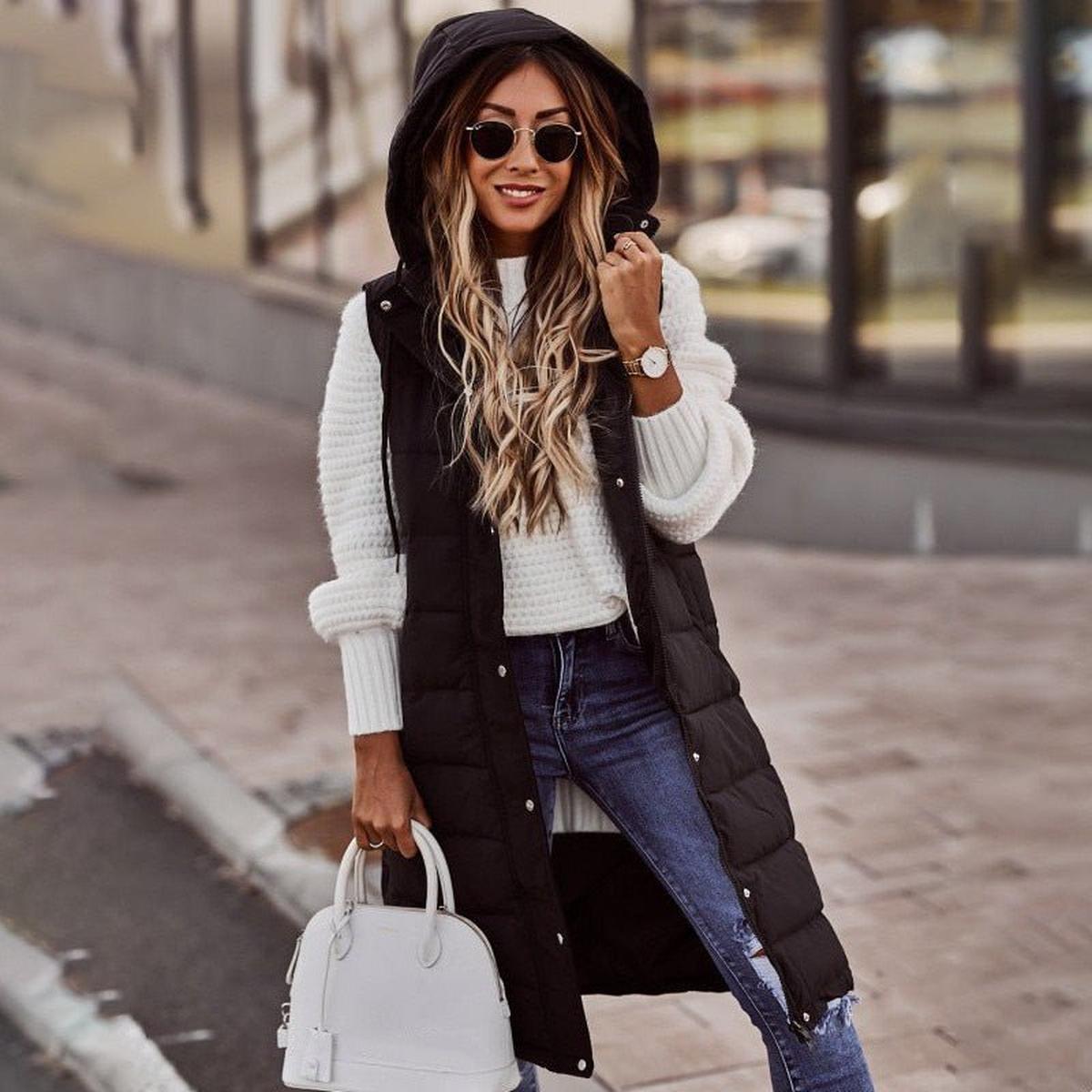 Women&#39;s Knee-Length Quilted Vest