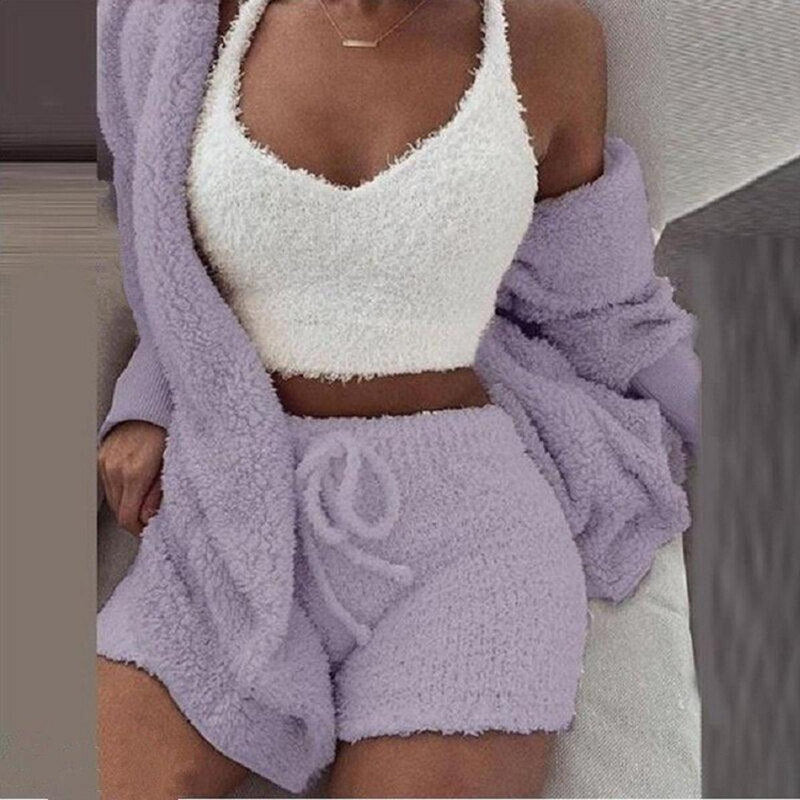 Women&#39;s Knit Fleece Three Piece Set