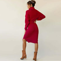 Women&#39;s Knit Pullover Midi Sweater Dress