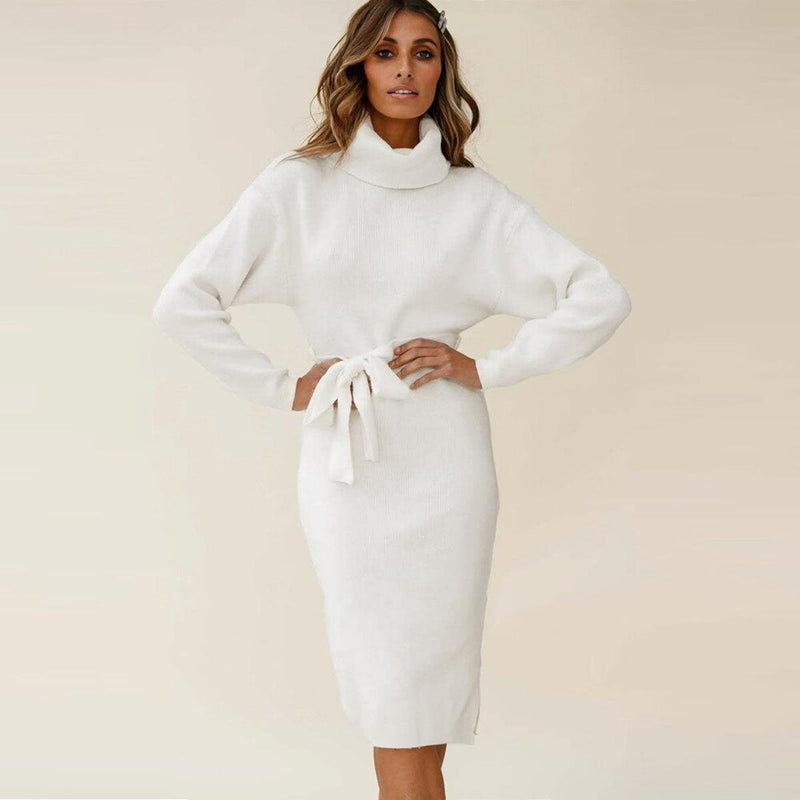 Women&#39;s Knit Pullover Midi Sweater Dress