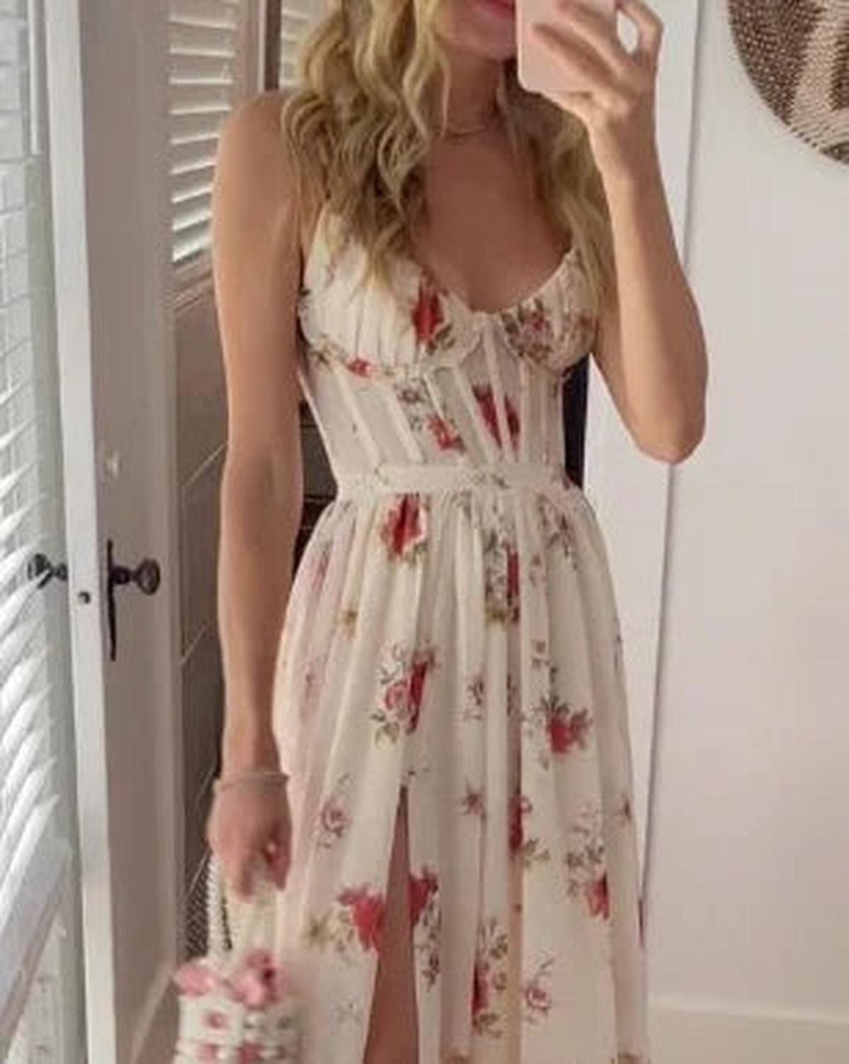Women&#39;s Lace Floral Midi Dress Evening Wear
