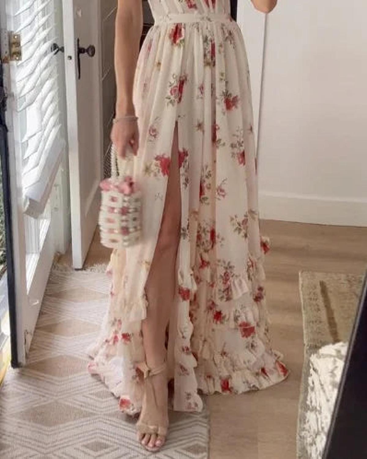 Women&#39;s Lace Floral Midi Dress Evening Wear