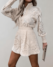 Women&#39;s Lace Two-Piece Set With Fitted Waist