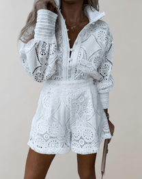 Women&#39;s Lace Two-Piece Set With Fitted Waist