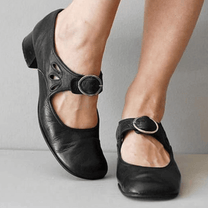 Women&#39;s Leather Sandals With Gel Insole And Wide Heel