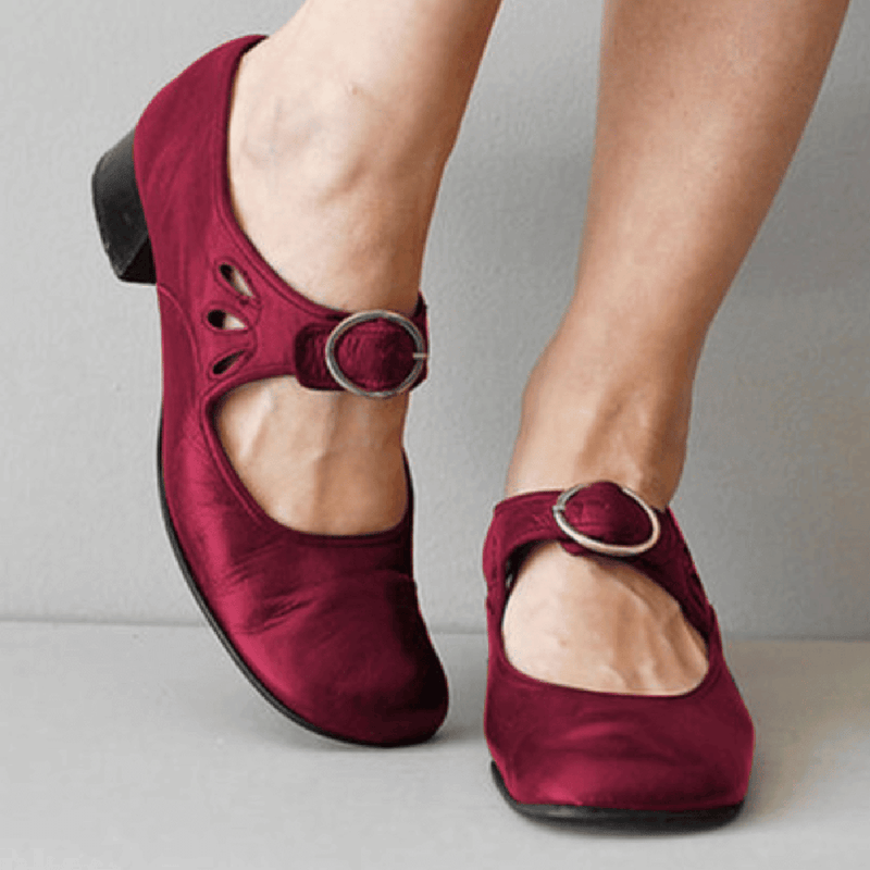 Women&#39;s Leather Sandals With Gel Insole And Wide Heel