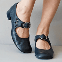 Women&#39;s Leather Sandals With Gel Insole And Wide Heel