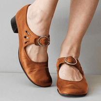 Women&#39;s Leather Sandals With Gel Insole And Wide Heel