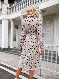 Women&#39;s Leopard Print A-Line Dress With Ruffle Details