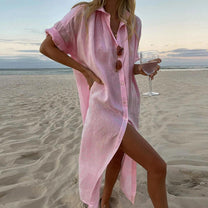 Women&#39;s Lightweight Cotton Blend Shirt Dress