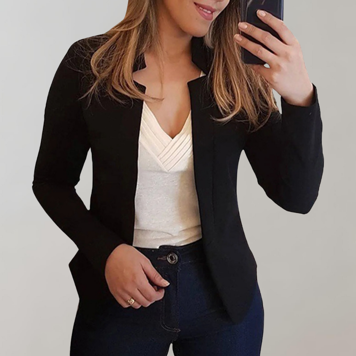 Women&#39;s Lightweight Lapel Collar Blazer