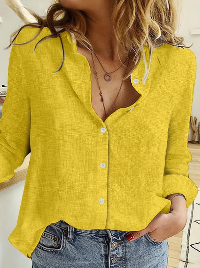 Women&#39;s Lightweight Linen Blend Button-Up Shirt