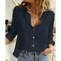 Women&#39;s Lightweight Linen Blend Button-Up Shirt