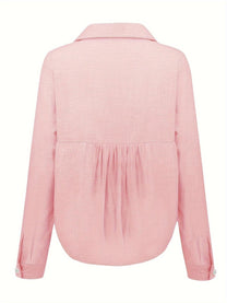 Women&#39;s Lightweight Linen Blend Button-Up Shirt
