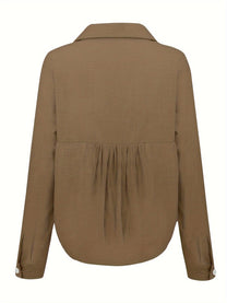 Women&#39;s Lightweight Linen Blend Button-Up Shirt