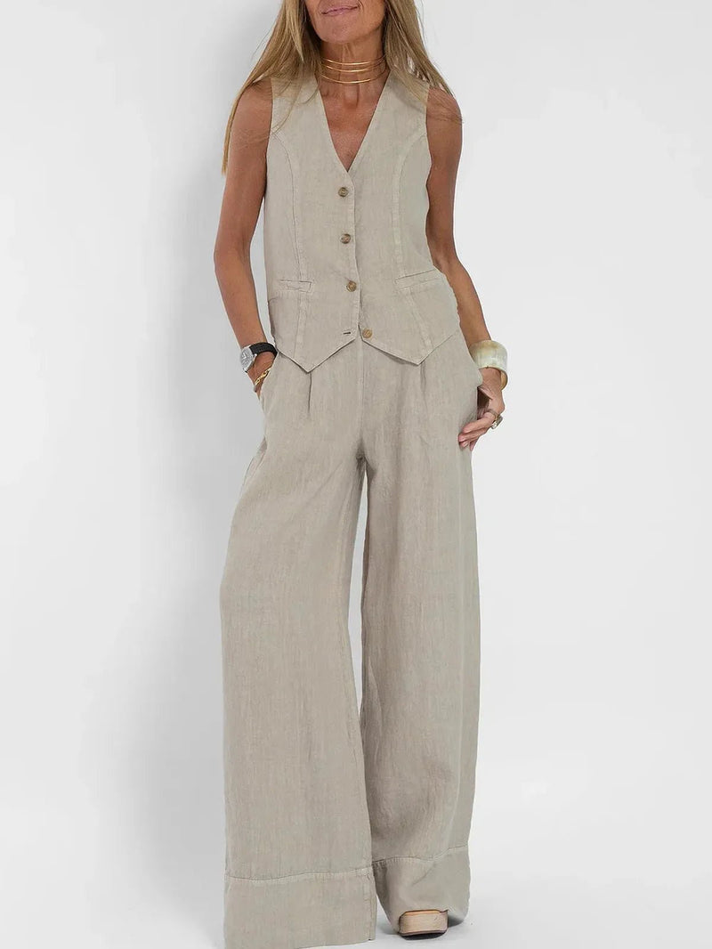 Women&#39;s Lightweight Linen Fitted Vest