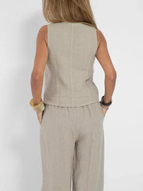 Women&#39;s Lightweight Linen Fitted Vest