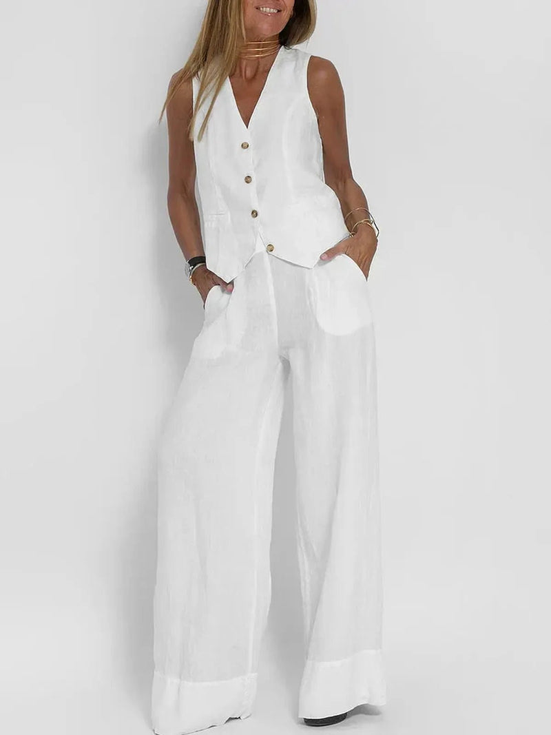 Women&#39;s Lightweight Linen Fitted Vest