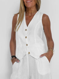 Women&#39;s Lightweight Linen Fitted Vest