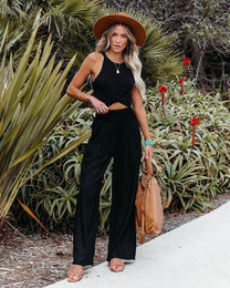 Women&#39;s Lightweight Linen Pants With Elastic Waistband