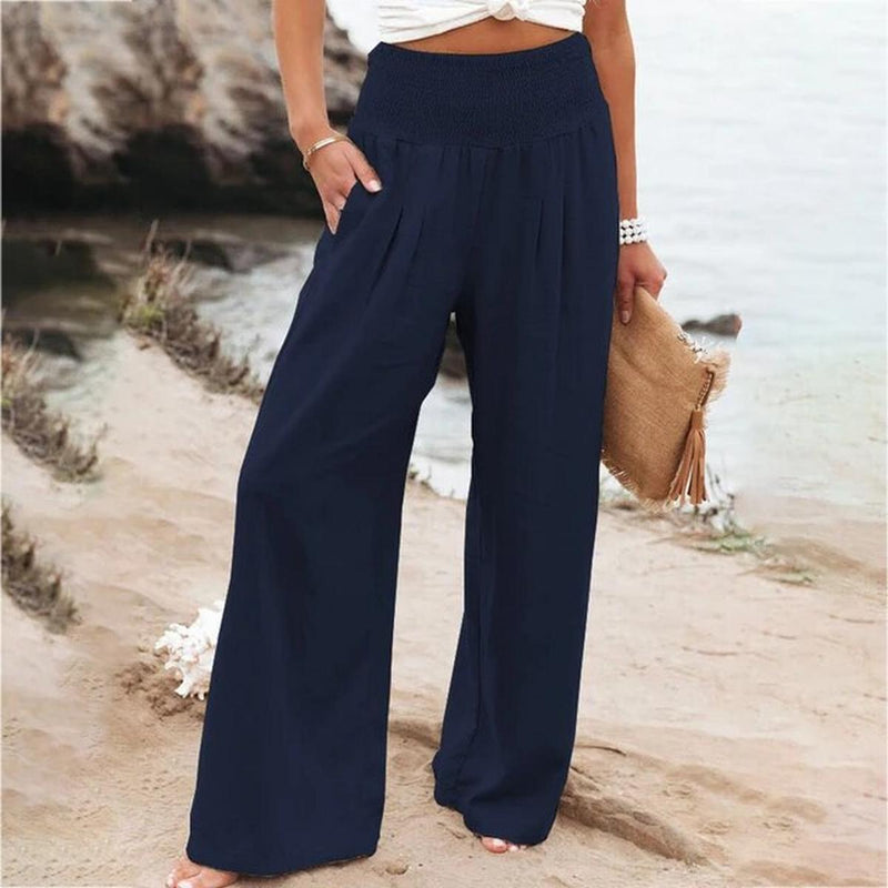 Women&#39;s Lightweight Linen Pants With Elastic Waistband