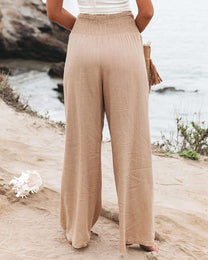 Women&#39;s Lightweight Linen Pants With Elastic Waistband
