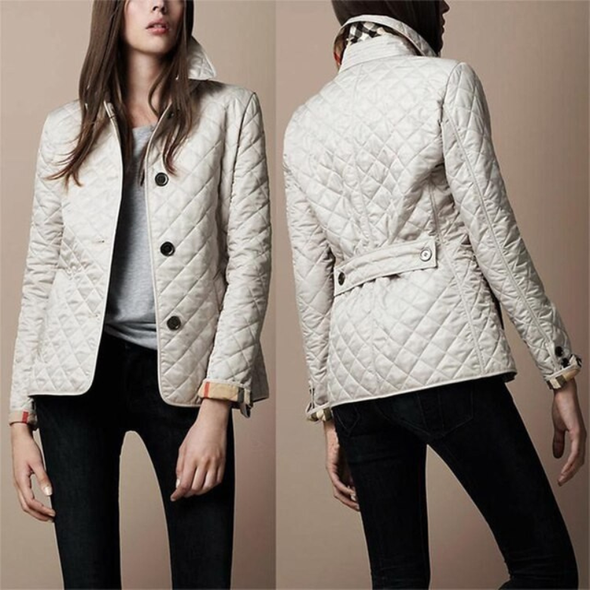 Women&#39;s Lightweight Quilted Button Closure Coat