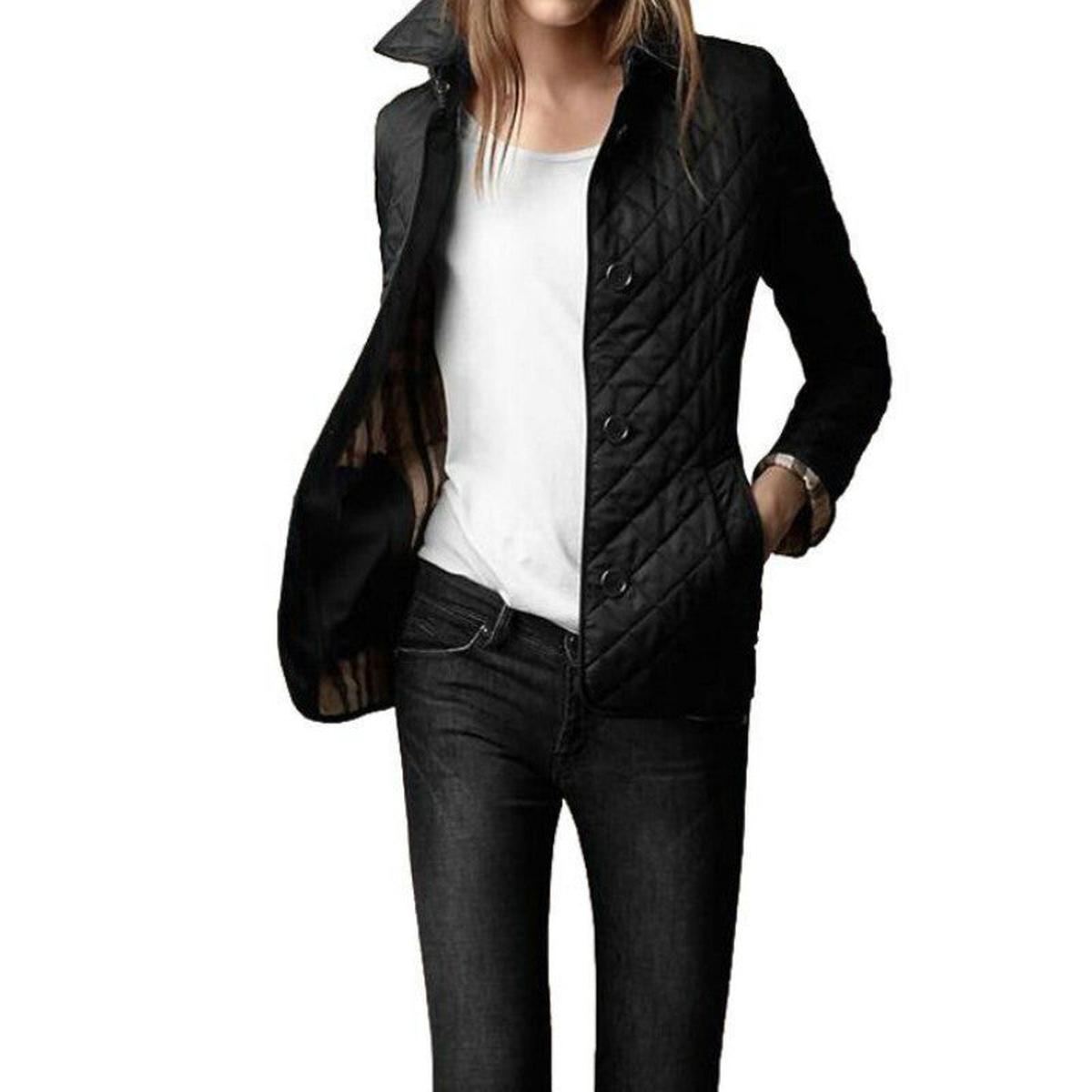 Women&#39;s Lightweight Quilted Button Closure Coat