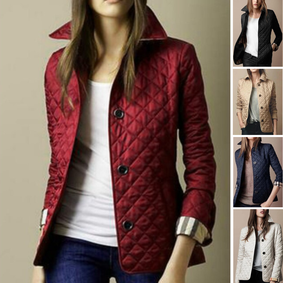 Women&#39;s Lightweight Quilted Button Closure Coat