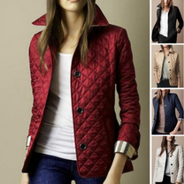 Women&#39;s Lightweight Quilted Button Closure Coat