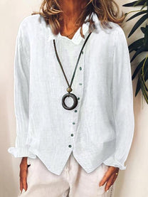Women&#39;s Linen Cotton Blend Long Casual Shirt