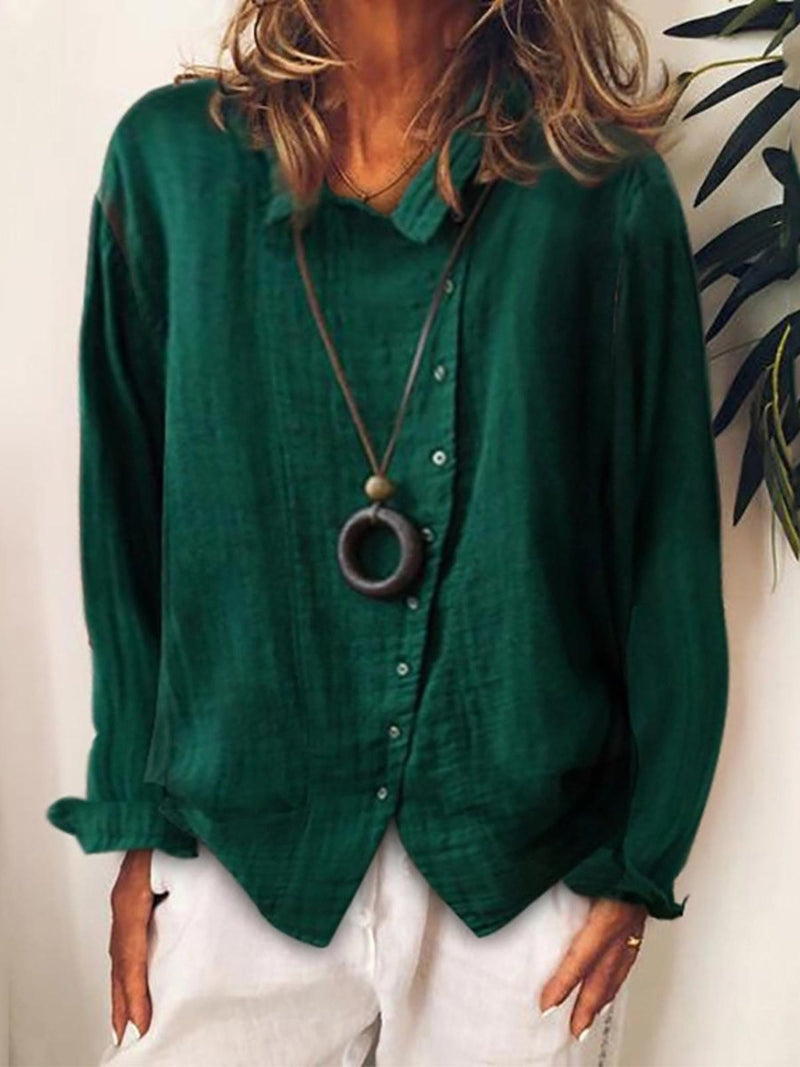 Women&#39;s Linen Cotton Blend Long Casual Shirt